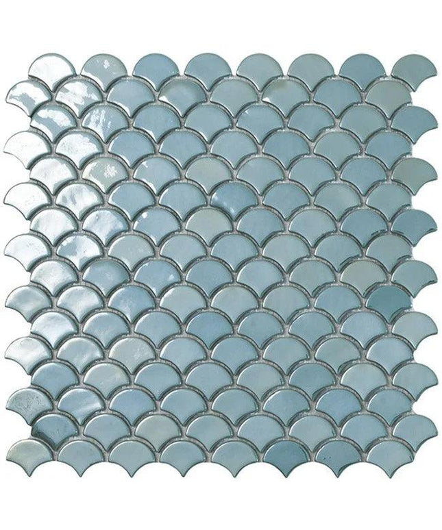 fish scales glass mosaic tile 1 1x1 4 Fish Scales Dark Grey Matte