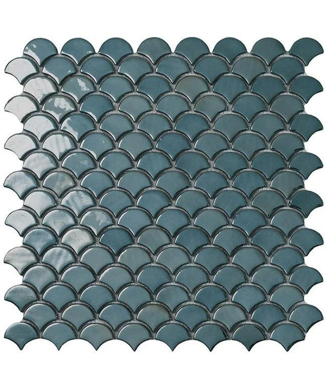 fish scales glass mosaic tile 1 1x1 4 Fish Scales Frappe Matte