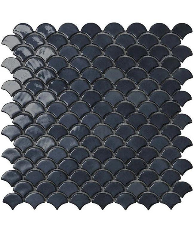 fish scales glass mosaic tile 1 1x1 4 Fish Scales Green Matte