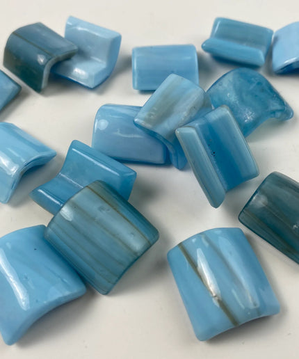 Glossy blue curved glass mosaic tiles for kitchen backsplash or bathroom decor