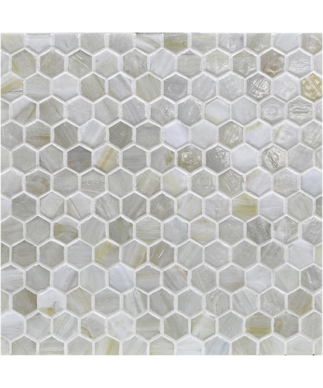 Hexagonal mosaic tile pattern in neutral colors