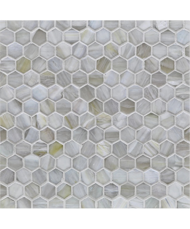 Hexagonal mosaic tile pattern in neutral colors