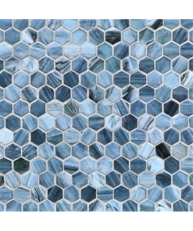 Hexagonal blue tiles pattern