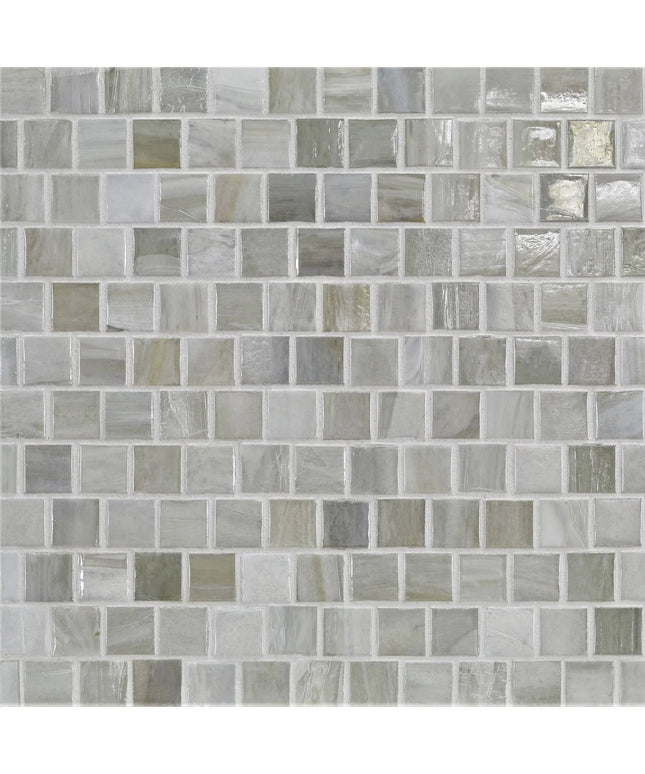 Mosaic pattern of small square tiles in various shades of gray.