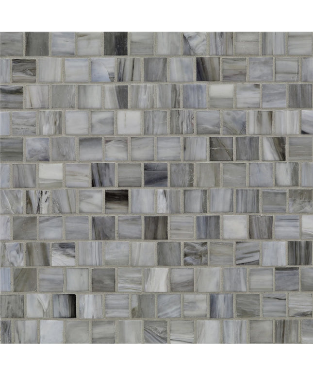 Gray and white mosaic tile pattern