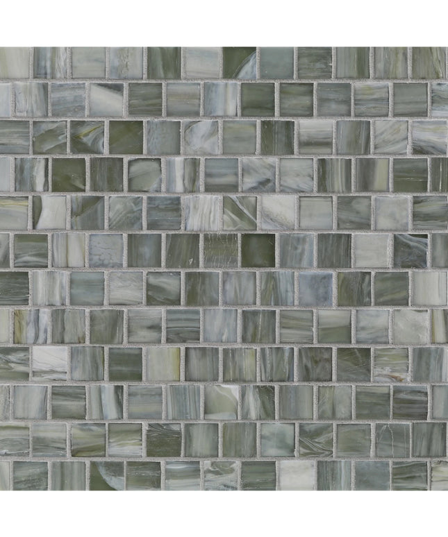 Mosaic tile pattern with green and gray squares