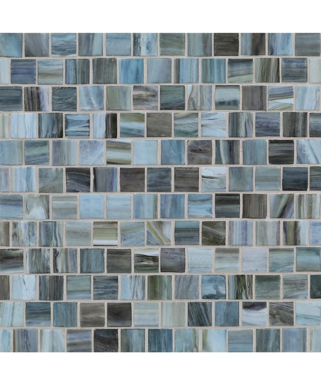 Mosaic pattern of blue and gray tiles