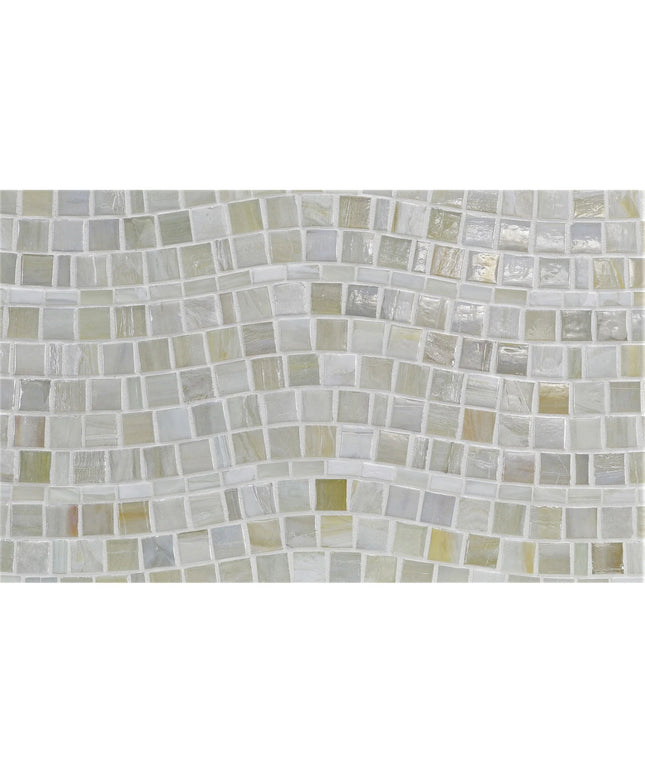 Mosaic tile pattern with small square tiles in various neutral colors on a white background