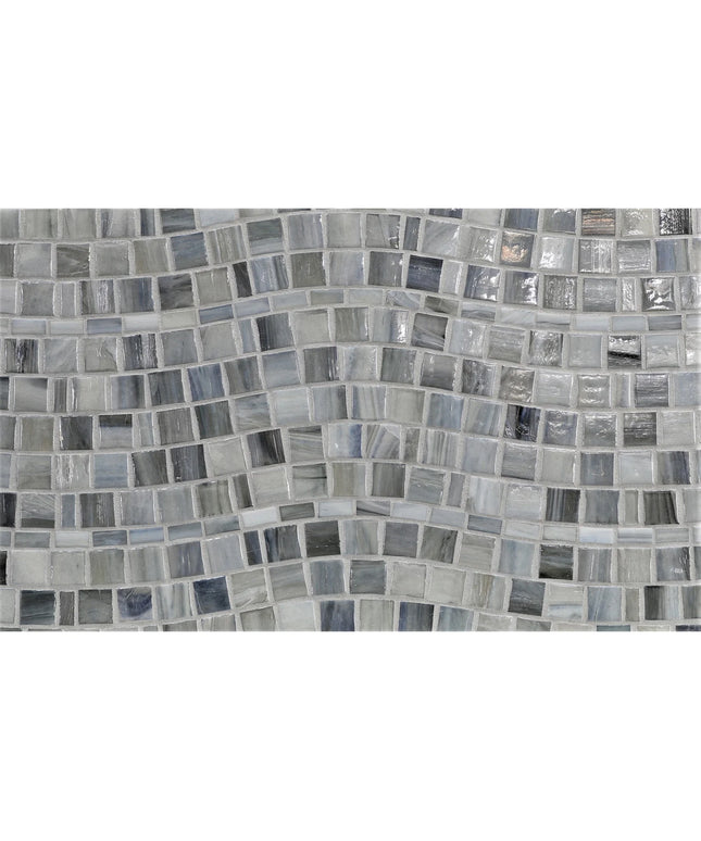 Mosaic pattern of gray tiles on a white background