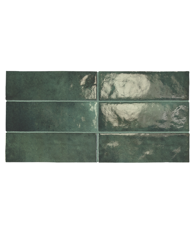 Set of green tiles with a textured surface
