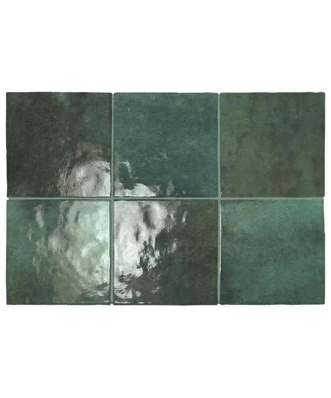 Green tiles with a textured surface
