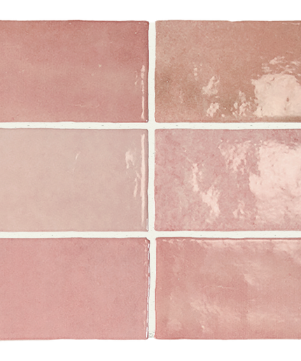 Set of six pinkish-brown tiles with a subtle texture on a white background