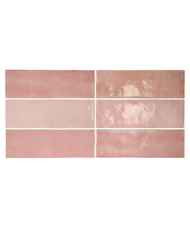 Set of six pinkish-brown tiles with a subtle texture on a white background
