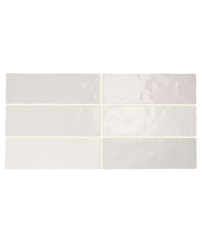 Set of six white tiles with a subtle pattern on a white background