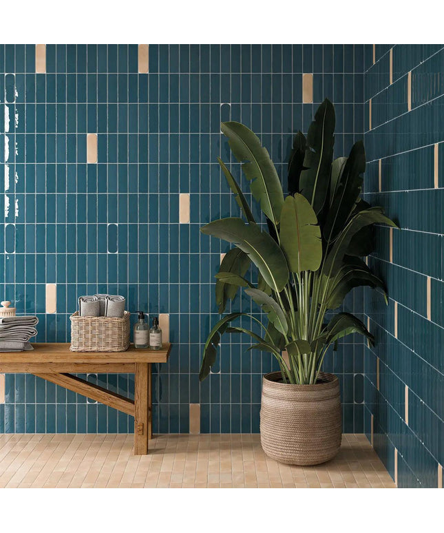 azure adobe subway tiles 2x6 zellige