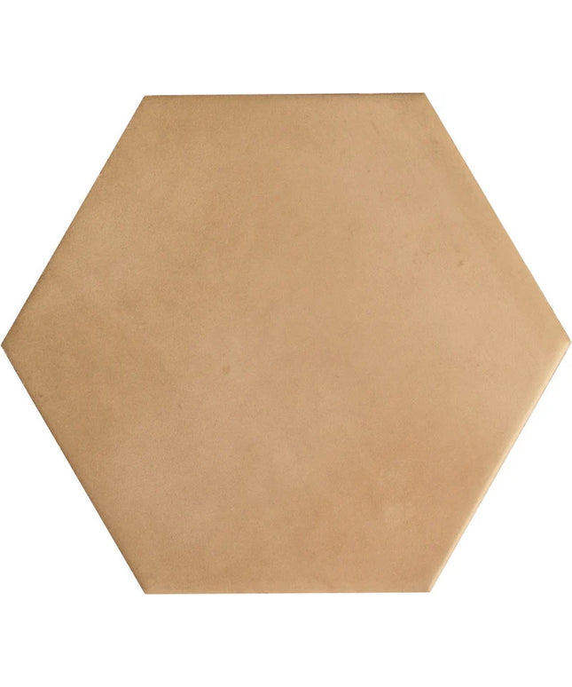 Hexagonal brown tile on a white background