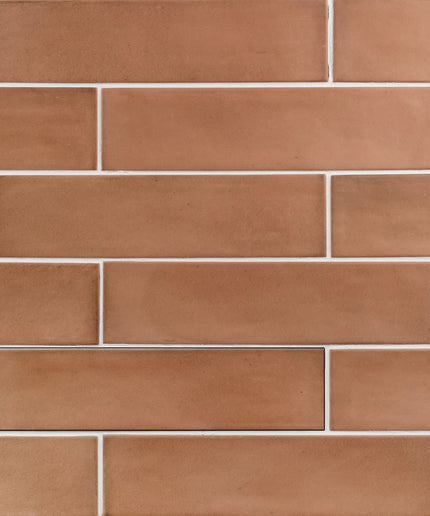 Pattern of brown tiles with a brick-like design
