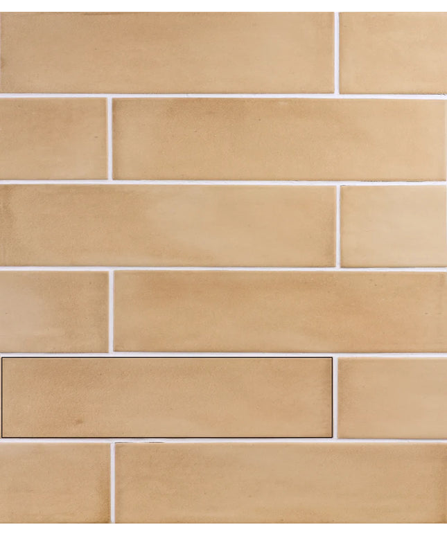 Beige ceramic tiles arranged in a grid pattern