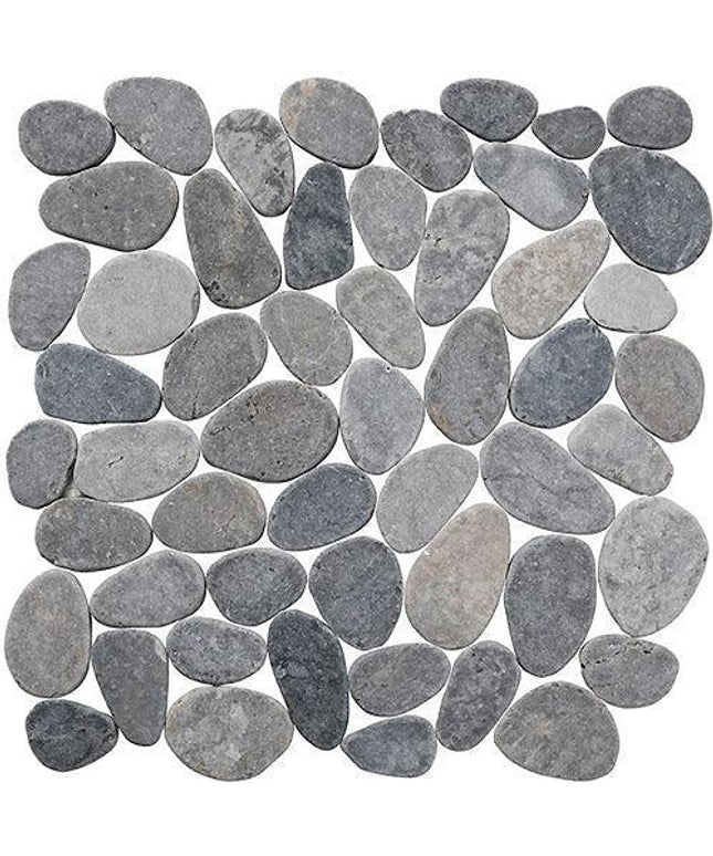 cobbles pebble tile tumbled 12x12 Cobbles Multi Grey & Quartz