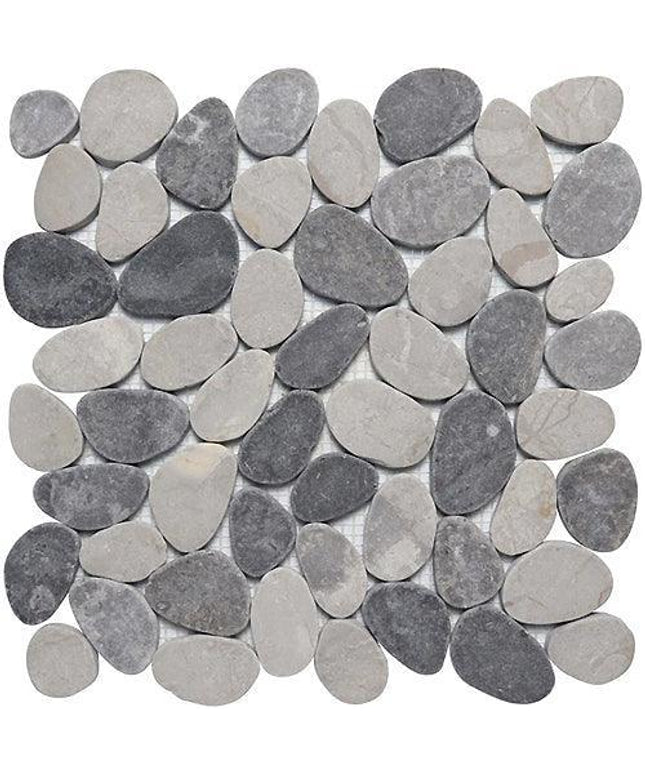 cobbles pebble tile tumbled 12x12 Cobbles Sterling Megamix JG