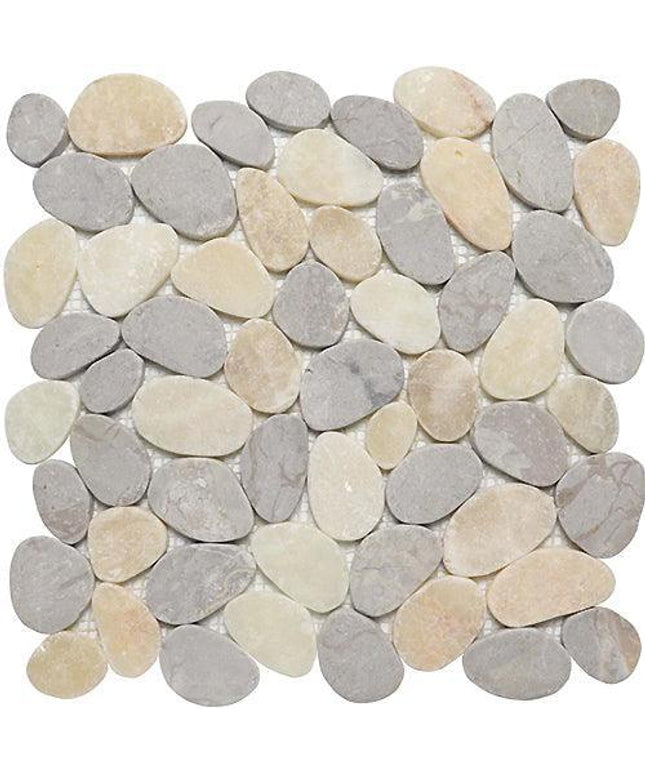 cobbles pebble tile tumbled 12x12 Cobbles Swirl Grey & Beige