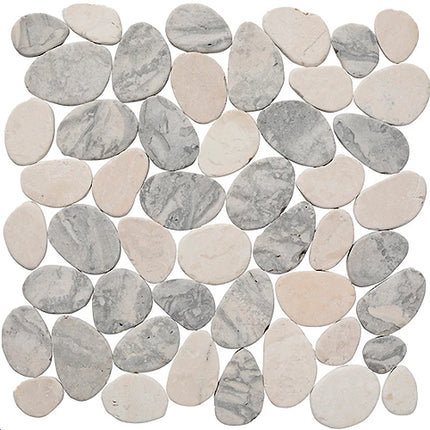 cobbles pebble tile tumbled 12x12 Cobbles Volcano Grey