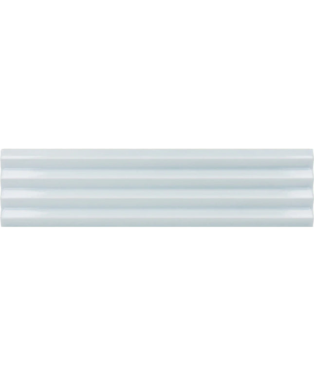 A close-up of a glossy white or very light gray ribbed surface, likely a material or finish swatch rather than a full product shot.