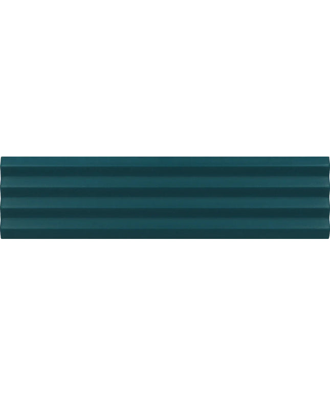 A close-up of a dark teal textured material with horizontal ridges, filling the entire frame.
