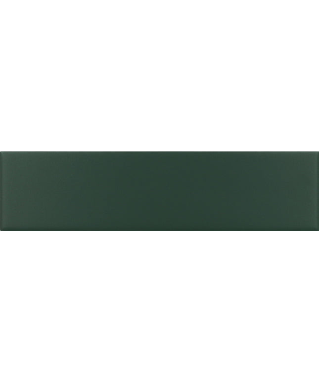 A dark forest green rectangular tile with a smooth matte finish, shown against a matching green background.