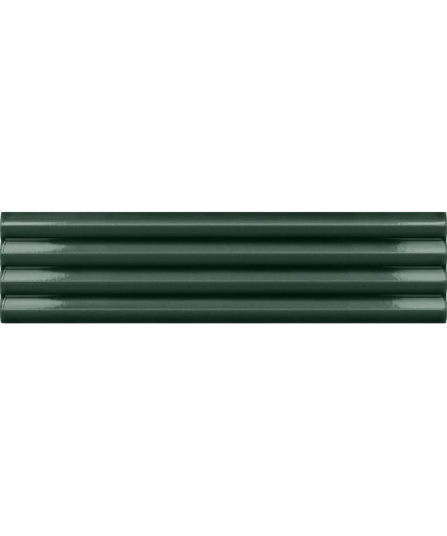A close-up texture shot of dark forest green horizontal siding or siding panels, showing the smooth, slightly glossy surface.