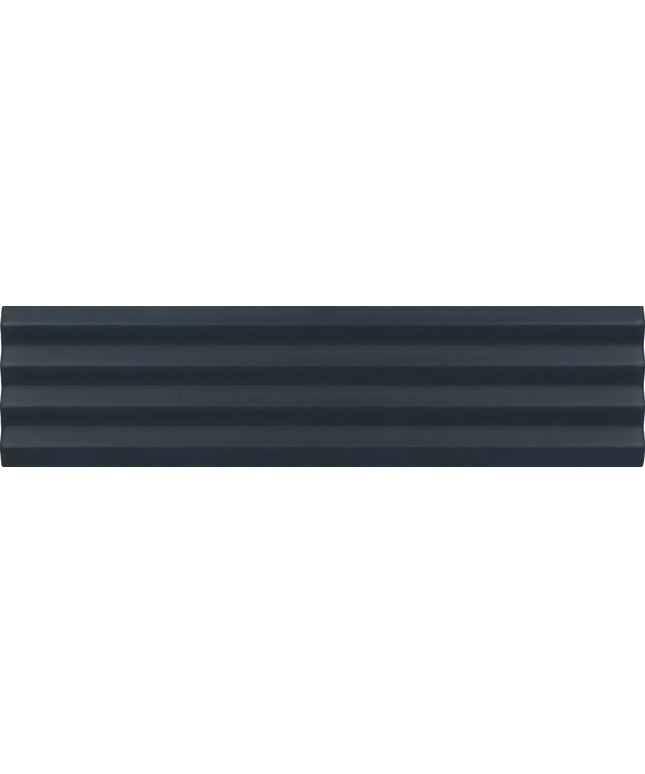 A close-up of a dark charcoal gray ribbed material surface, showing horizontal grooves and a matte texture.