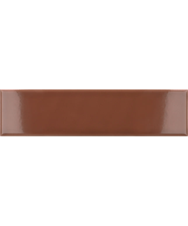 Rectangular brown tile with a glossy finish