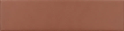 A rectangular terracotta brown glossy ceramic tile with a subtle sheen.