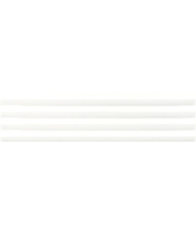 A close-up of a white textured material with horizontal ridges, showing a fine fabric-like or plastic surface.