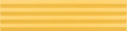 A close-up of a bright yellow ribbed material surface with horizontal ridges and a slightly wavy top edge.