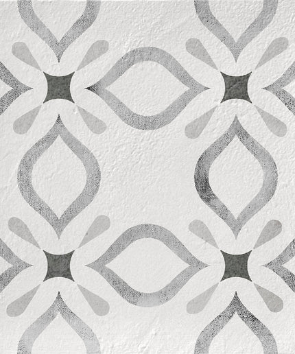 Decorative tile with a geometric pattern on a light gray background