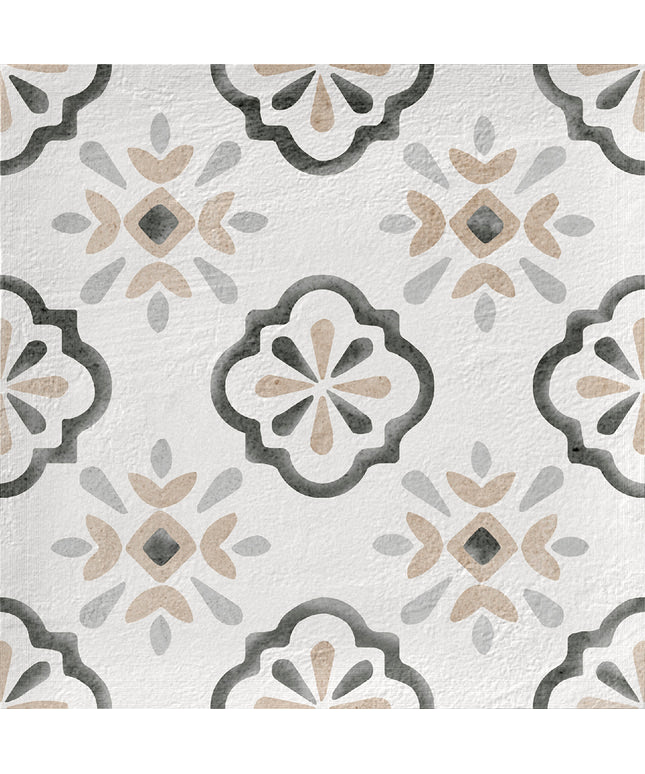 Decorative tile pattern with geometric design on a white background