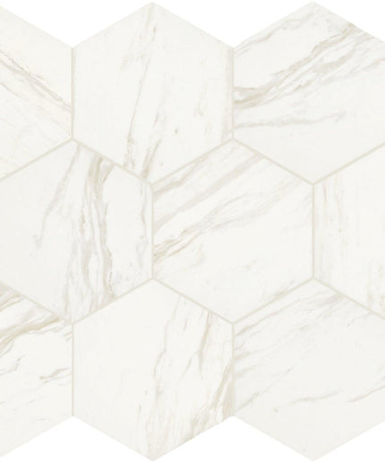timeless white hexagon 8x8 porcelain tile