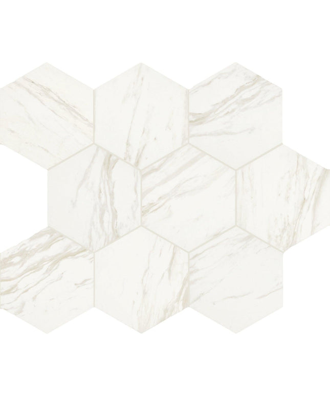 timeless white hexagon 8x8 porcelain tile