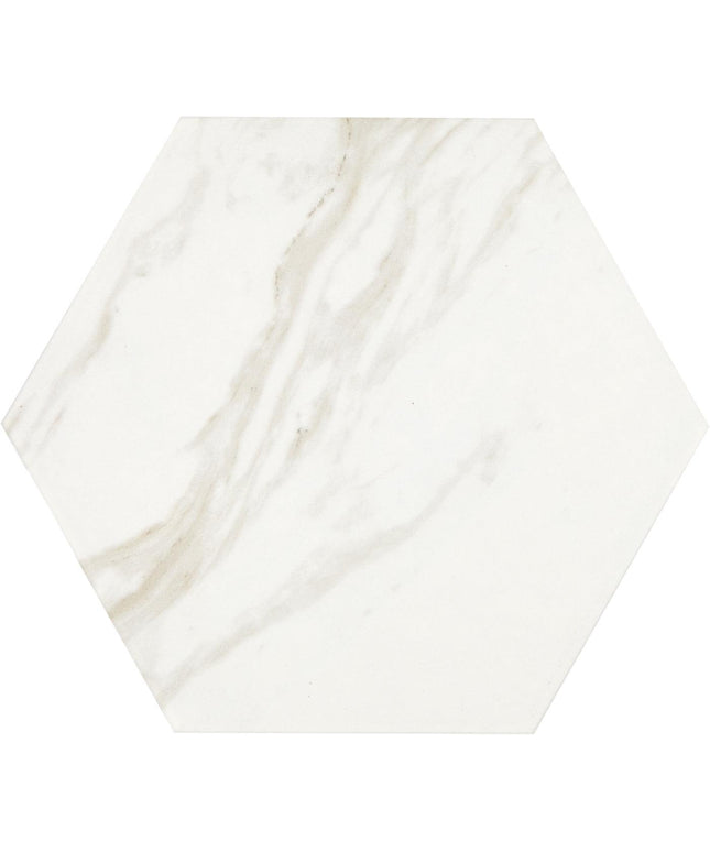 timeless white hexagon 8x8 porcelain tiles