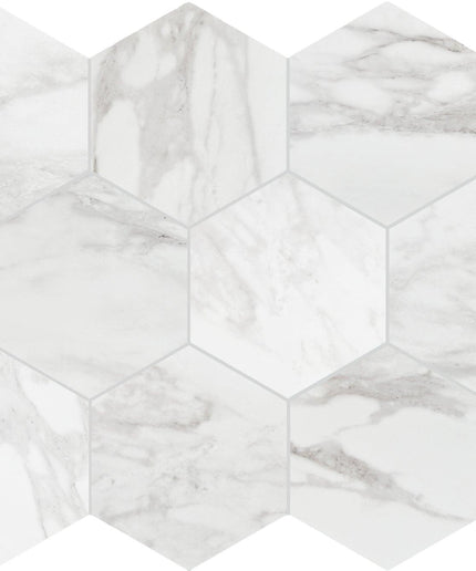 brilliant white hexagon 8x8 porcelain tile