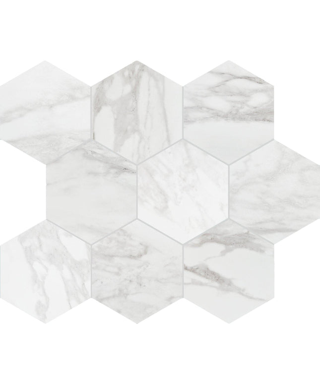 brilliant white hexagon 8x8 porcelain tile