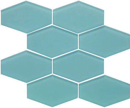 elongated hexagon glass mosaic tile matte 