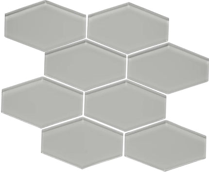 elongated hexagon glass mosaic tile gloss Hex Graphite