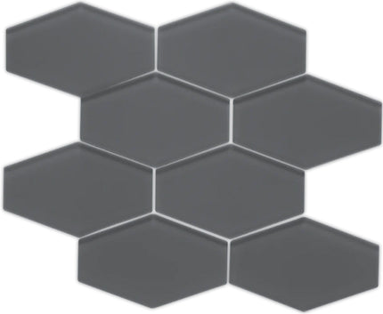 elongated hexagon glass mosaic tile matte Hex Tule