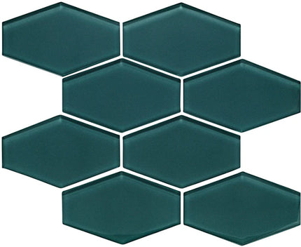 elongated hexagon glass mosaic tile gloss Hex Midnight