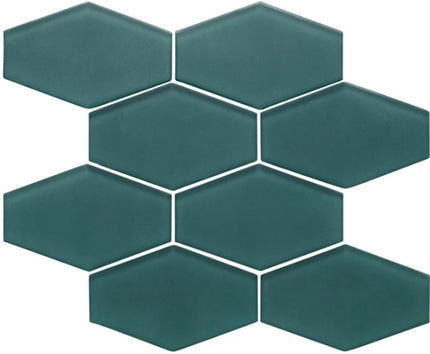 elongated hexagon glass mosaic tile matte Hex Stratos