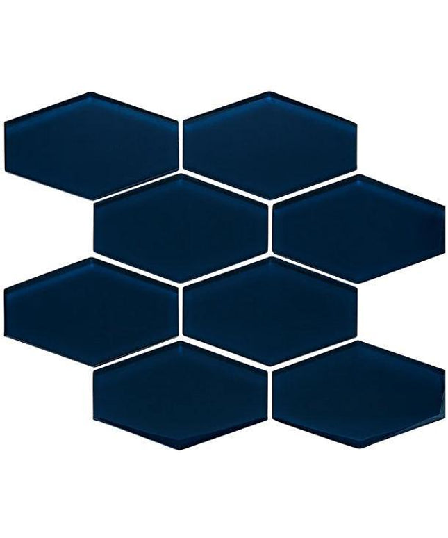 elongated hexagon glass mosaic tile gloss Hex Oceania