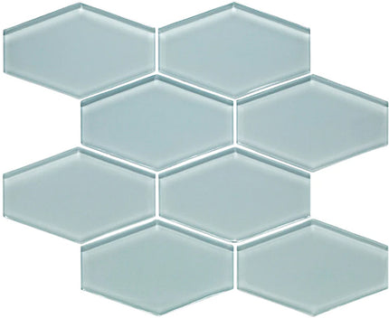 elongated hexagon glass mosaic tile gloss Hex Pure Silk