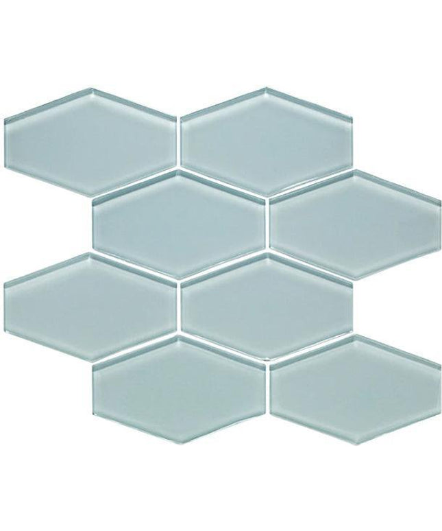 elongated hexagon glass mosaic tile gloss Hex Pure Silk
